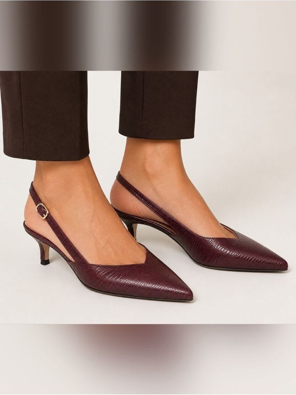 J. Crew Sophia Slingback Leather Kitten Heel Pumps, Size 7 - Picture 4 of 16